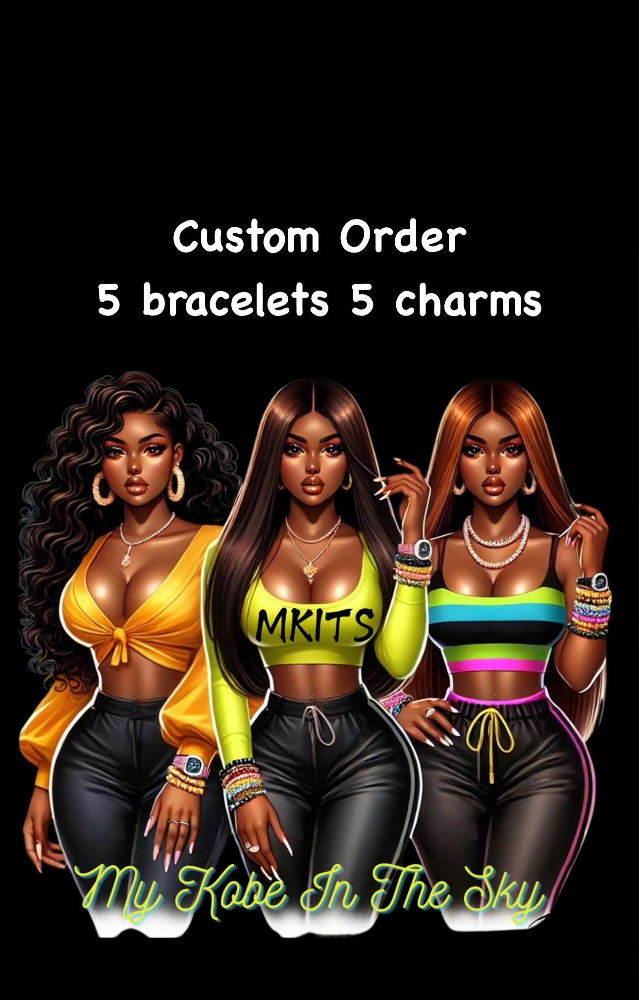 5 Bracelets 5 Charms Custom