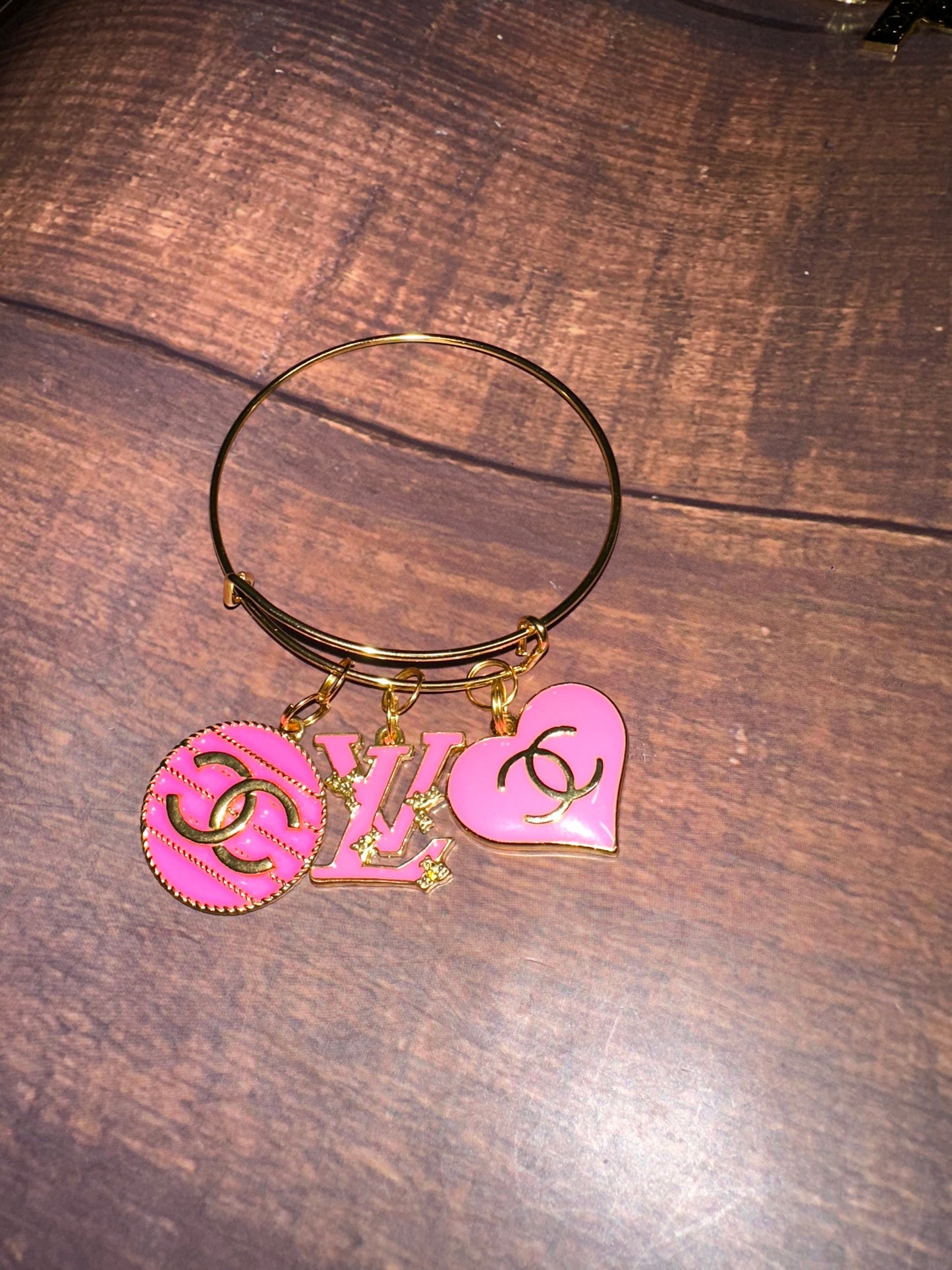 Gold Hot Pink Bangle