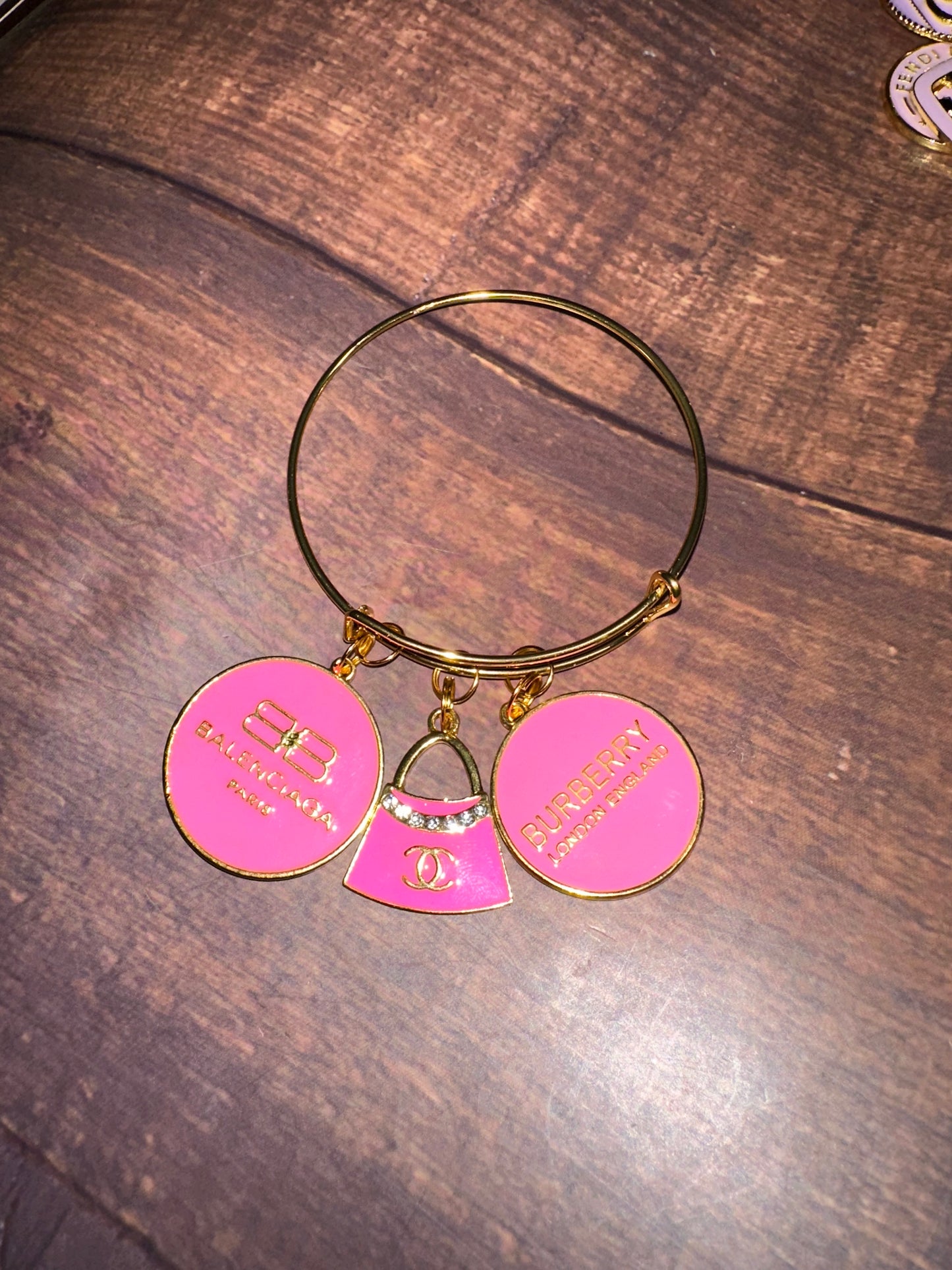 Gold Hot Pink Bangle