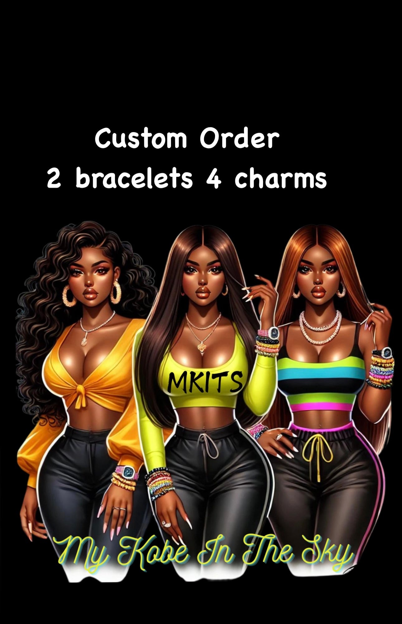 2 Bracelets 4 Charms Custom