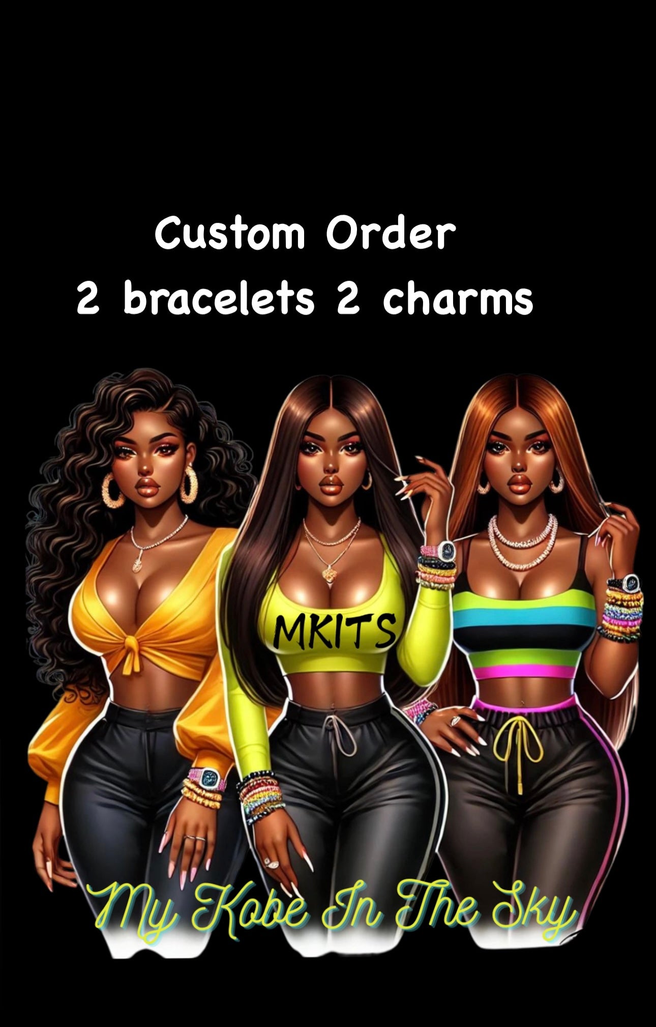 2 Bracelets 2 Charms Custom