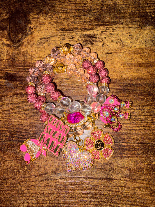 21826 Hot Pink 3 Piece Bracelets