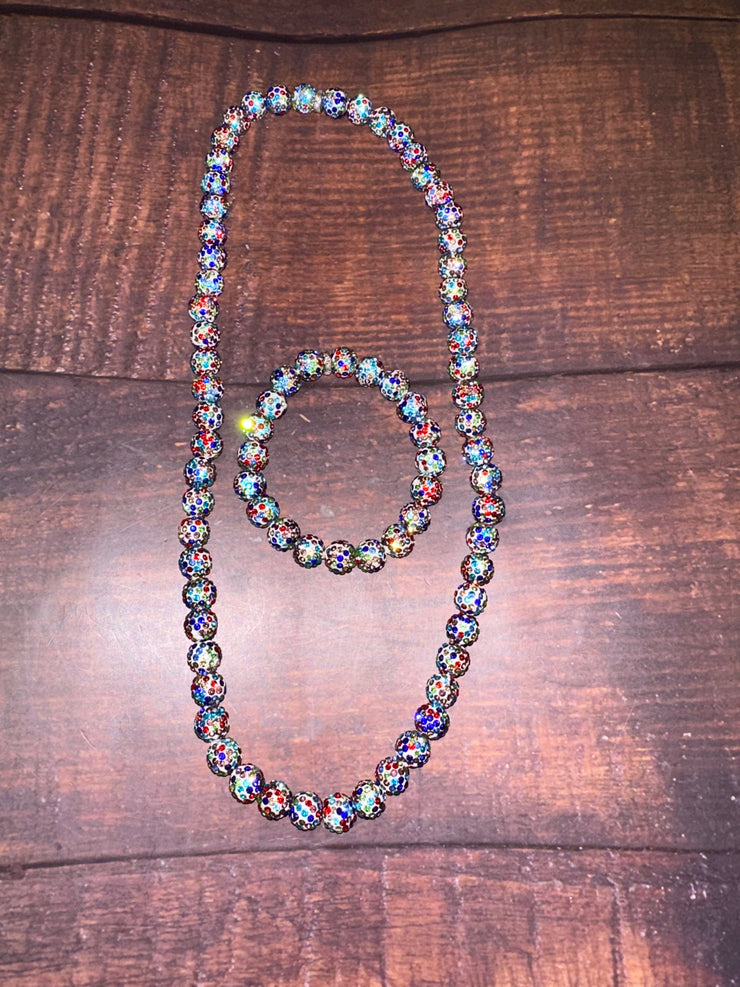 Shambella Necklace & Bracelet Set Multicolor