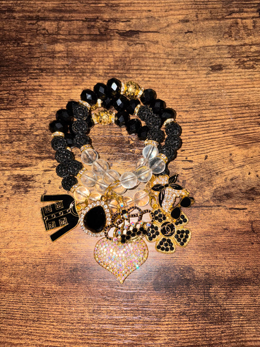 21826 Black 3 Piece Bracelets