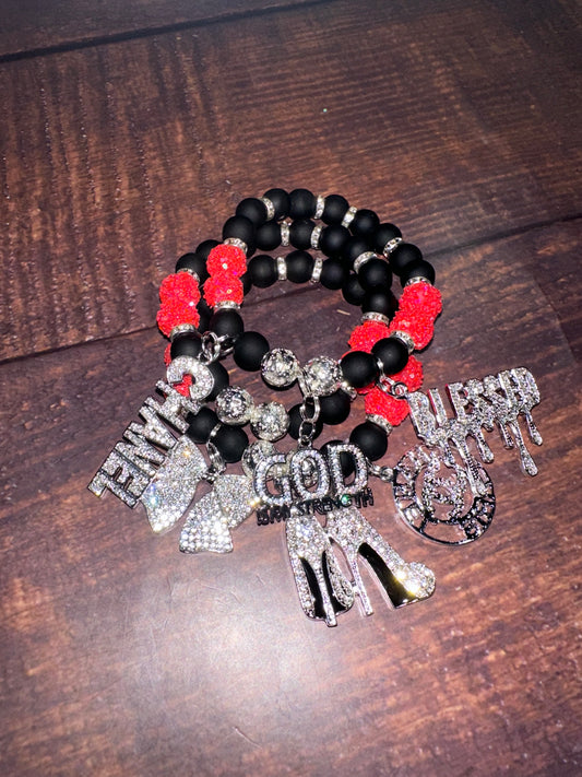 Pink Silver Glitter Bracelets