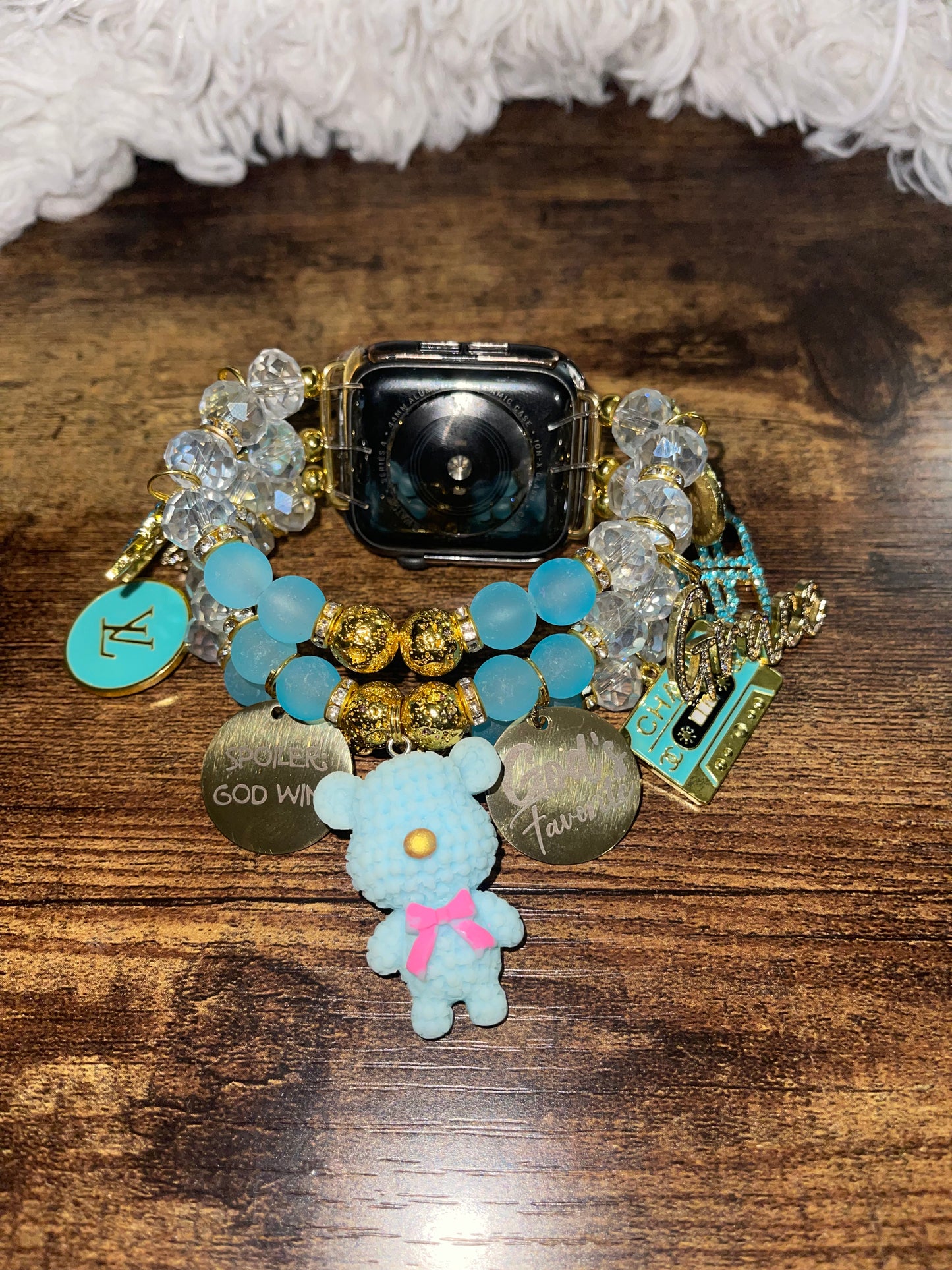 Remake Golden Frosted Teal Crystals