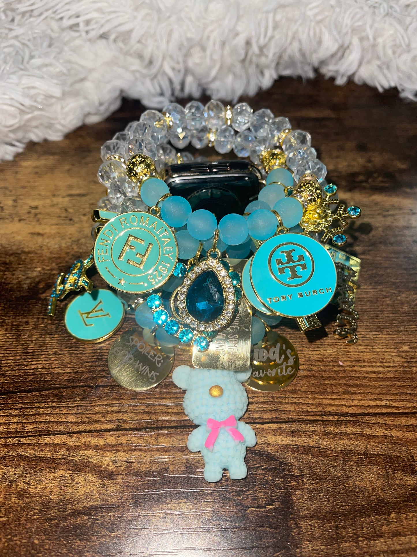 Remake Golden Frosted Teal Crystals