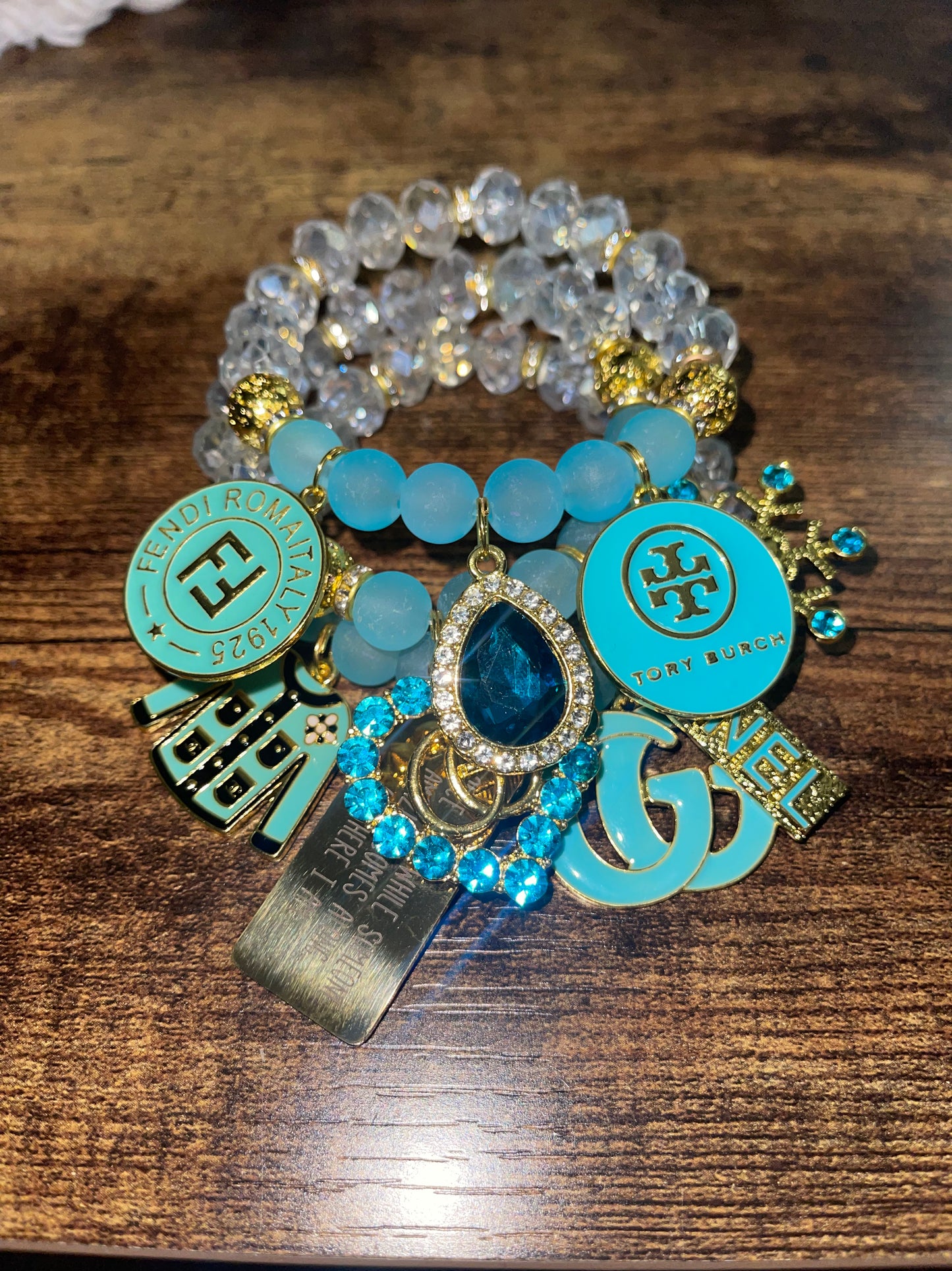 Remake Golden Frosted Teal Crystals